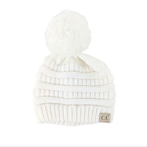3/$20 C.C Baby Solid Pom Beanie Hat White